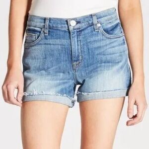 Hudson Jeans Women’s Valeri Cut Off 1” Cuff Shorts Mid Rise in Medium Wash 27